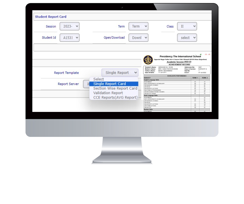 Examination Management System and Report Card Generation